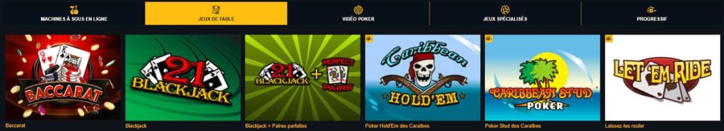 Brango Casino jeux table